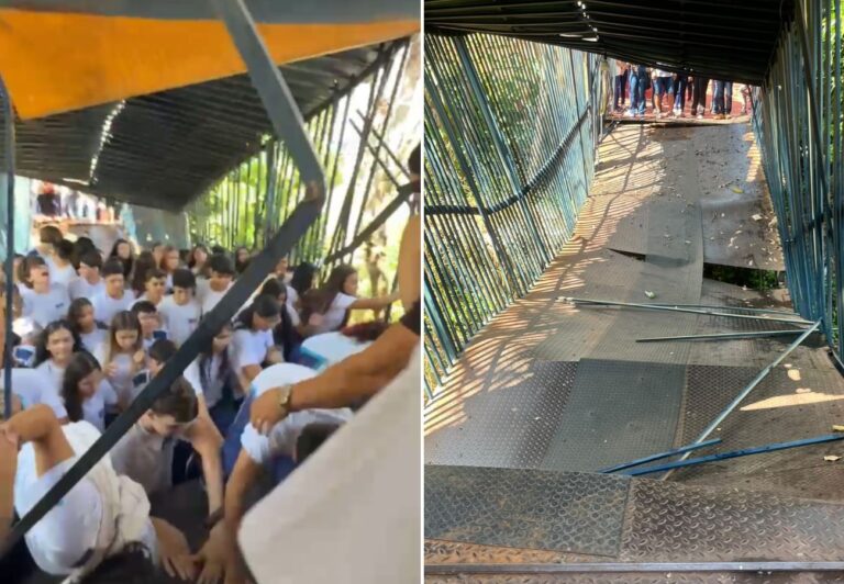 Passarela cede durante travessia de alunos e deixa cerca de 30 estudantes pendurados no TO passarela-cede-durante-travessia-de-alunos-e-deixa-cerca-de-30-estudantes-pendurados-no-to